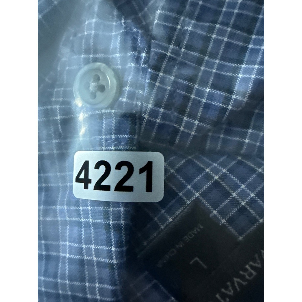 John Varvatos USA Blue Micro‎ Check Long Sleeve Button Down Career Shirt Mens L - Picture 10 of 10